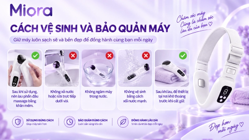 Chỉ nên vệ sinh máy bằng khăn mềm ẩm, phơi chỗ khô thoáng trước khi cất