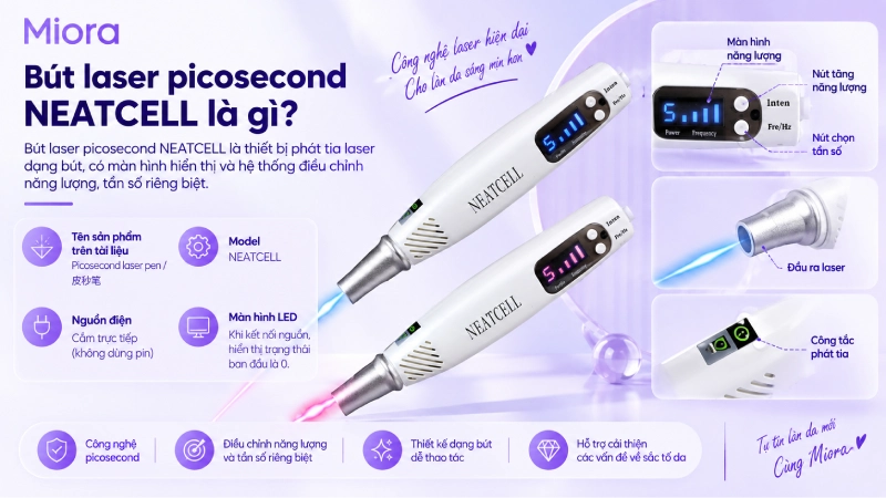 Bút laser picosecond NEATCELL: Điều chỉnh năng lượng và tần số riêng, có phiên bản đèn đỏ và đèn xanh