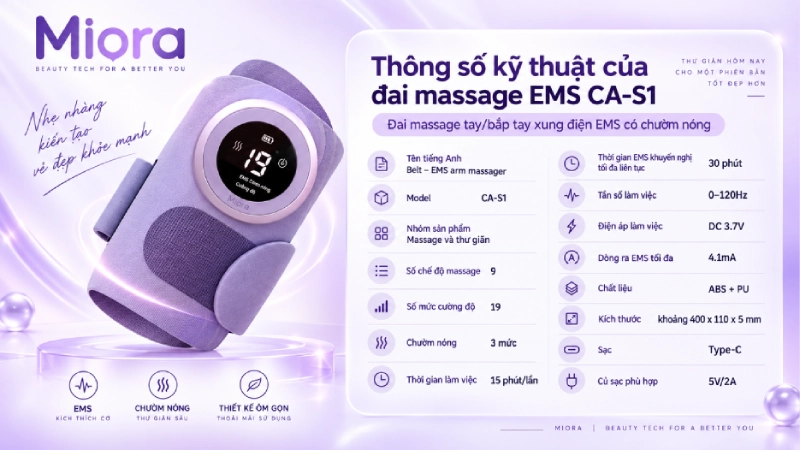 Đai massage tay/bắp tay xung điện EMS CA-S1