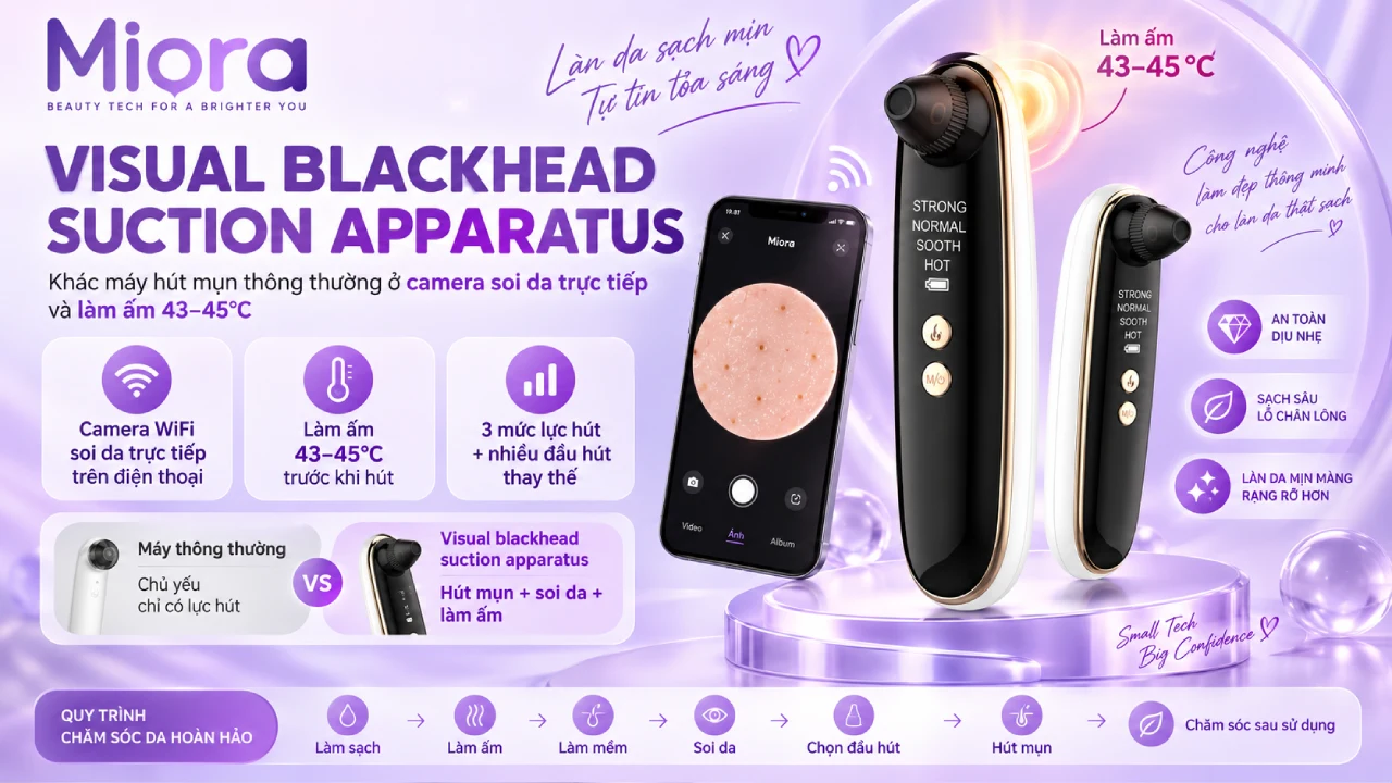 Máy hút mụn Visual blackhead suction apparatus có camera tốt hơn, lực hút mạnh mẽ