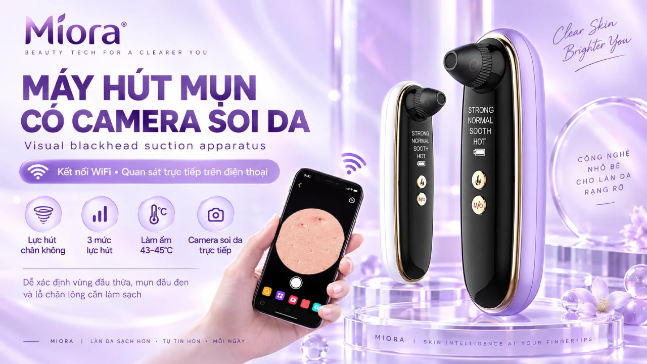 Visual blackhead suction apparatus: Máy hút mụn có camera soi da kết nối WiFi, quan sát trực tiếp trên điện thoại