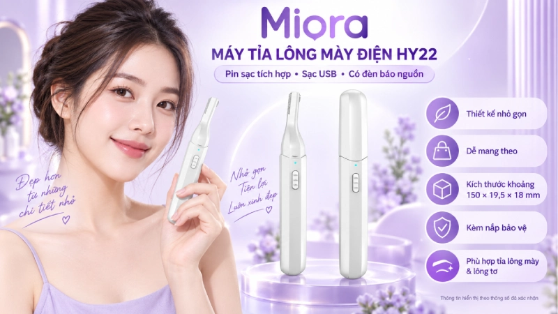Máy tỉa lông mày HY22 thiết kế nhỏ gọn có thể sử dụng ở các vùng da nhỏ