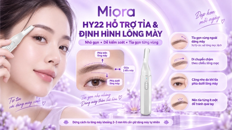 Máy tỉa lông mày HY22 hỗ trợ tỉa từng vùng, nhỏ gọn, dễ kiểm soát khi tỉa