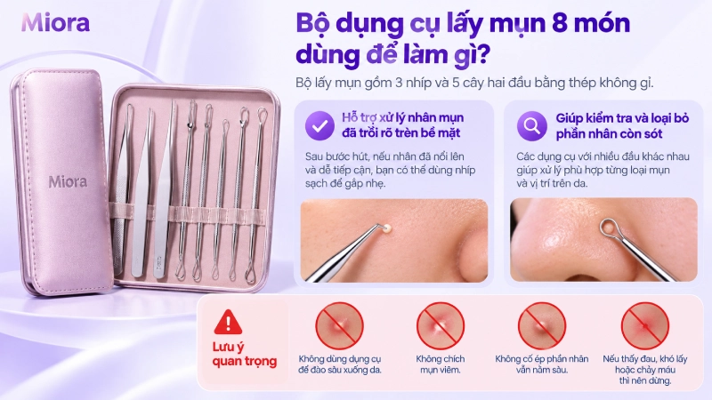 Combo trị mụn, làm sạch mụn đầu đen MIORA CB1