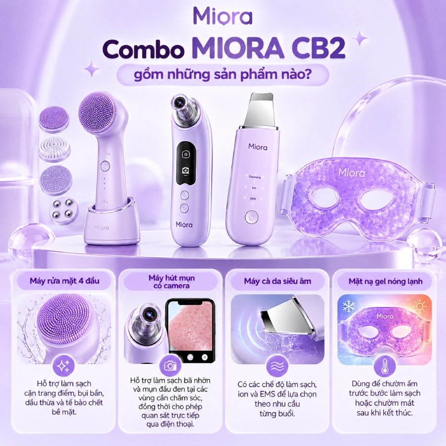 Combo làm sạch sâu lỗ chân lông MIORA Combo 2