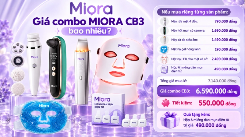 Combo chăm sóc da mụn MIORA CB3