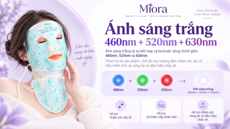 Mặt nạ Led ánh sáng trẻ hóa da kèm phần cổ