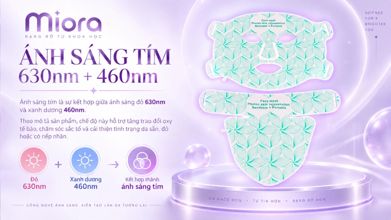 Mặt nạ Led ánh sáng trẻ hóa da kèm phần cổ