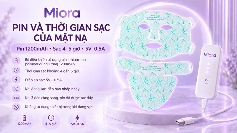 Mặt nạ Led ánh sáng trẻ hóa da kèm phần cổ