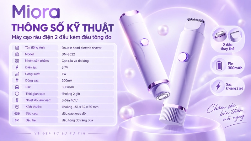 Máy cạo râu điện 2 đầu DM-3022