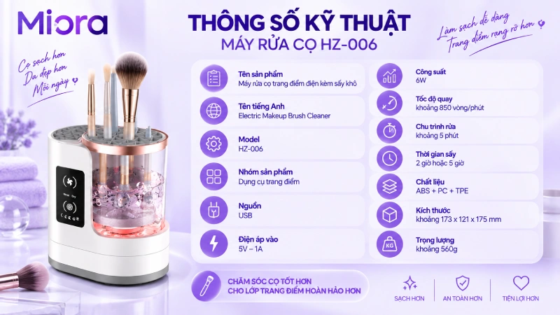 Máy rửa cọ trang điểm điện HZ-006