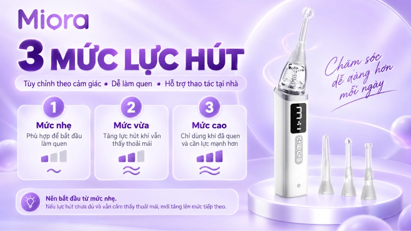 Máy hút sỏi amidan NASA008: 3 mức lực hút, đèn LED soi và 5 đầu hút silicone