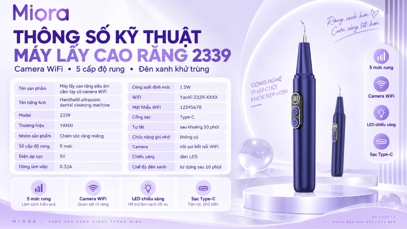 Máy lấy cao răng siêu âm có camera WiFi 2339