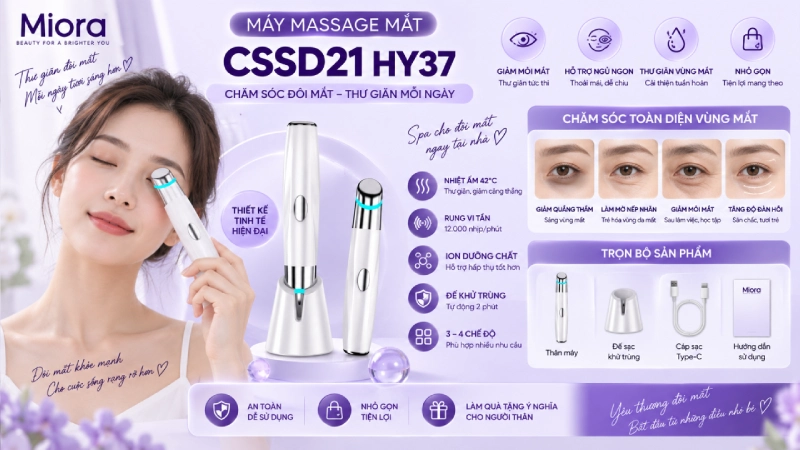 Máy massage mắt giúp giảm căng thẳng mỏi mắt