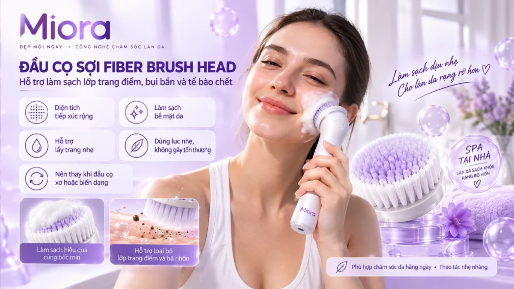 Combo spa chăm sóc da mụn MIORA CB4: Làm sạch, xông nóng lạnh, điện di và LED tại nhà