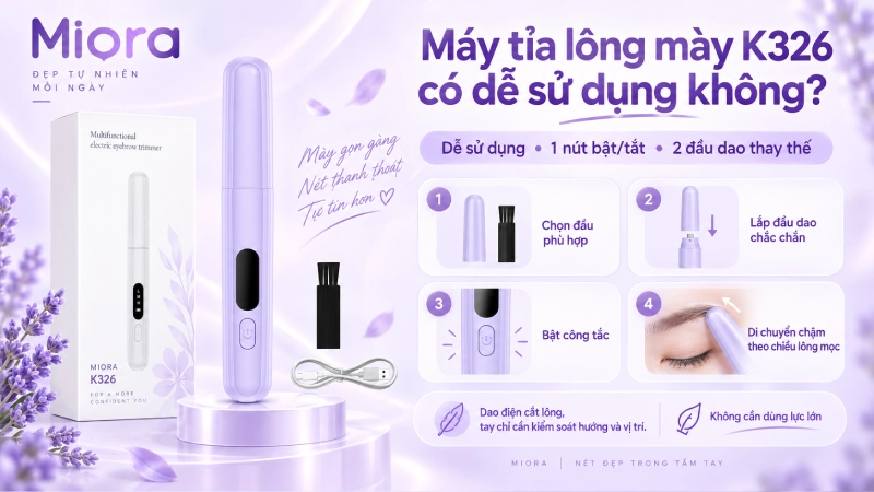 Máy tỉa lông mày điện đa năng 2 đầu K326