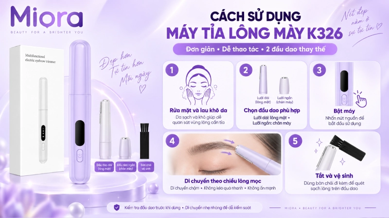 Máy tỉa lông mày điện đa năng 2 đầu K326