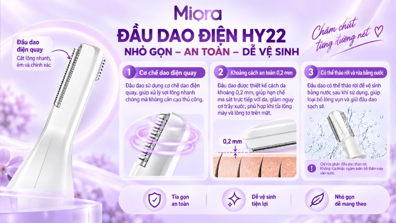 Máy tỉa lông mày HY22 nhỏ gọn, an toàn, dễ vệ sinh