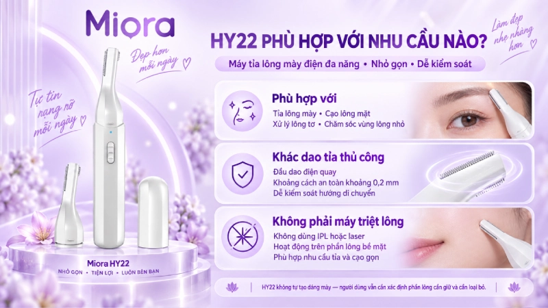 Máy phù hợp với các vùng lông mày, các vùng lông nhỏ trên gương mặt