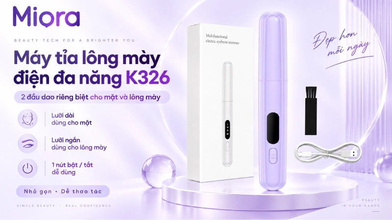 Máy tỉa lông mày điện đa năng 2 đầu K326