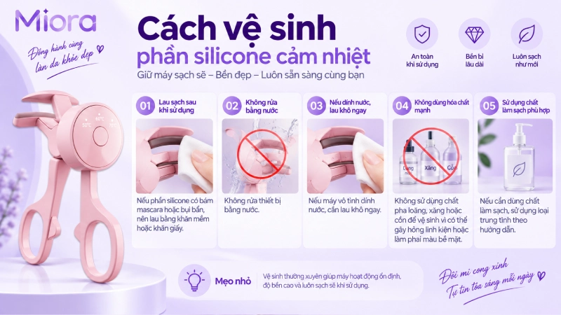 Máy uốn mi làm nóng 2381: 3 mức nhiệt 50°C, 60°C, 65°C và tự tắt sau 20 phút