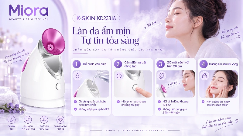 Máy xông mặt phun sương ion K·SKIN KD2331A