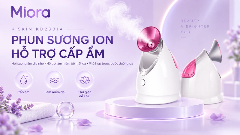 Máy xông mặt phun sương ion K·SKIN KD2331A