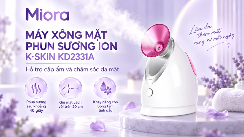 Máy xông mặt phun sương ion K·SKIN KD2331A